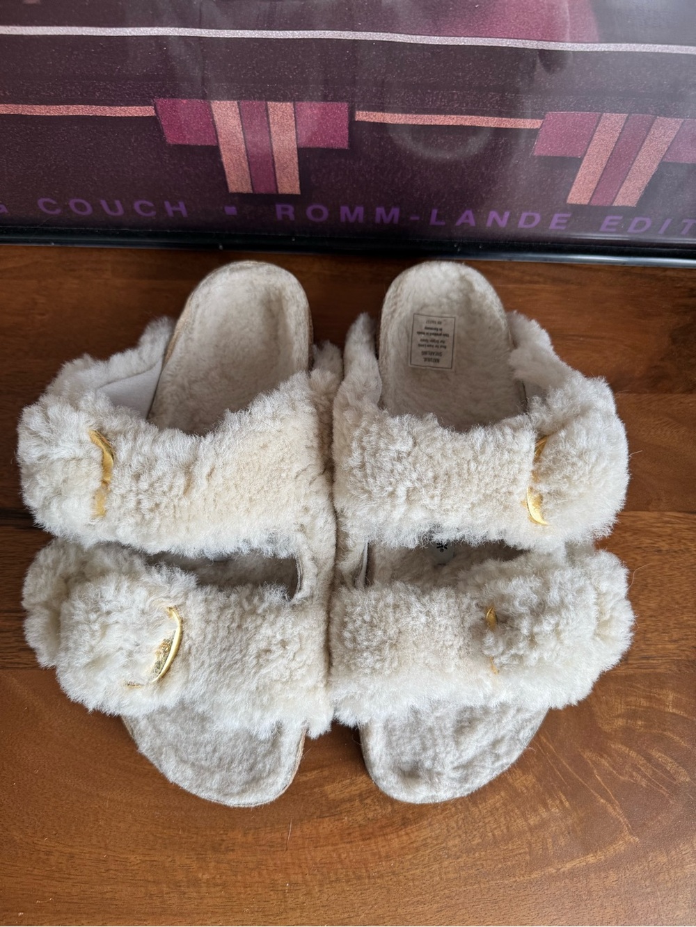 Birkenstock Arizona Big Buckle Shearling Sandals Teddy Eggshell 39 US 8 NWOT